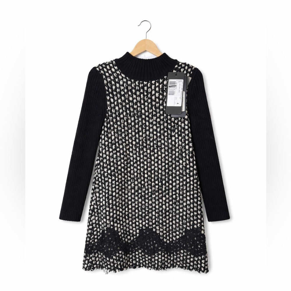Dolce & Gabbana Black White Knit Dress Girls 4T NWT Luxury Long Sleeve